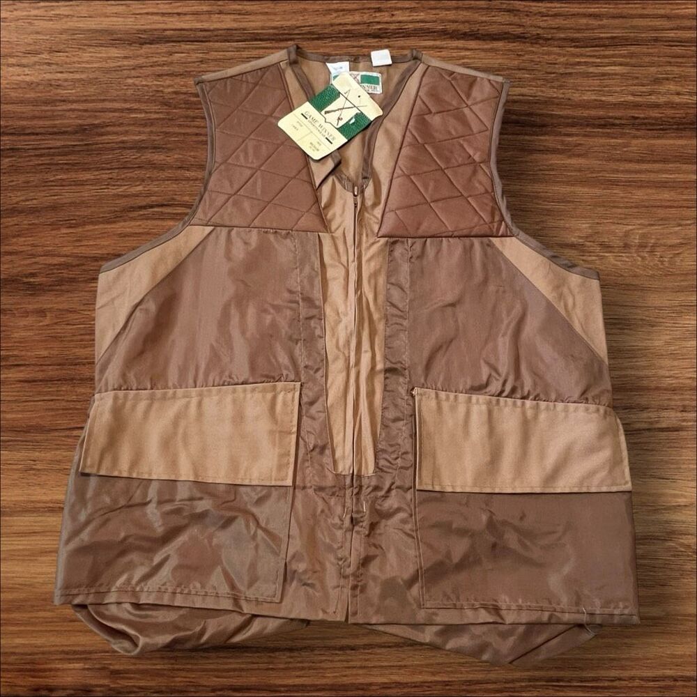 ☑️ Vintage Game Winner Sportswear Brown Hunting Shooting Vest NWT Medium 38/40